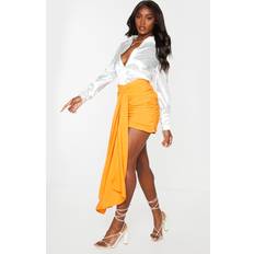 Orange Skirts PrettyLittleThing Orange Ruched Drape Front Mini Skirt, Orange