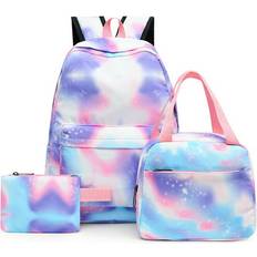 Backpacks Yucurem Durable Tie Dye Ink Backpack Student Schoolbag Bookbag Insulated Lunch Tote Bag Universal Case Purse Set for Teenagers