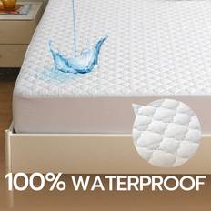 Shein 1pc 100% Waterproof Ultrasonic Floral Quilted Mattress Protector, Classic Four-Leaf Clovers Pattern Quilted Cover, Thicker Topper Madrasskydd Vit