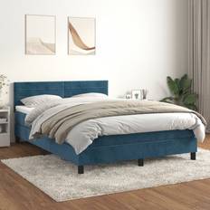 Blå Sengepakker vidaXL Boxspringbett mit Matratze 140x190 cm Dunkelblau Betten-Sets
