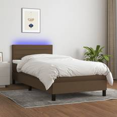 Pacchetti Letto vidaXL Letto A Molle Materasso e LED Marrone Scuro 80x200 cm