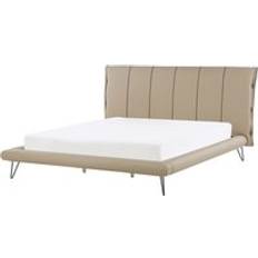 Beds & Mattresses Beliani Bed Beige Minimalist with Headboard