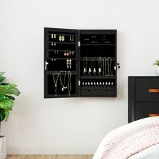 vidaXL Speilskap Med LED-Lys Veggmontert Svart