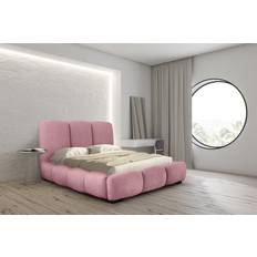 Fun furniture Polsterbett Doppelbett Gracia 160x200 cm Komplettset in Stoff Allora Rosa Letto Continentale