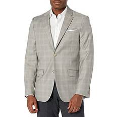 Natural Suits Perry Ellis Men's Slim Fit Stretch Windowpane Suit Jacket, Natural Linen, Large/42 Regular