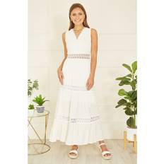 Yumi Lace Trim Cotton Maxi Sundress, White