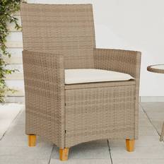 Seat Cushion Patio Chairs vidaXL Garden Chairs with Cushions 2 pcs Beige Poly Rattan Garden Dining Chair