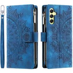 GANGXUN Blue Case For Samsung Galaxy S24 Plus 5G With Red Vertical Stripes Microfibre Lining Inside Carbon Fibre PU Spliced With Fine Grain PU High Quality 2-in-1