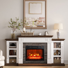 Symple Stuff Abneer 70" W Electric Fireplace 36.2 H x 70 W x 13.6 D in Wayfair" Multi Color