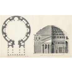Wood Posters BrainBoosters Plan & Elevation of the Pantheon In Rome From the National Encyclopaedia Mackenzie Late Poster