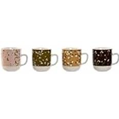 Dkd Home Decor Mugg brun grön rosa senap porslin Mugg
