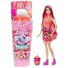 Barbie Pop Reveal Tea Puppe und Zubehör, duftende Mango-Mochi-Modepuppe mit Haustier, 8 Überraschungen, darunter Farbwechsel, Becher zur Aufbewahrung, HTJ22