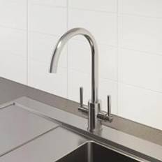 Sauber Kitchen Tap Dual Twin Modern Mono Silver