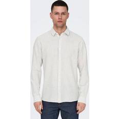 Only & Sons Caiden LS Stripe Linen Shirt Grå