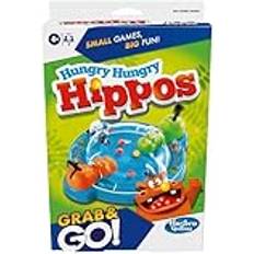 Board Games Hasbro Hungriga hungriga flodhästar "Grab and G"-spel, bärbart spel för 2 spelare, resespel för barn, inkluderar 2 Chomping Hippos