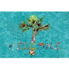 Turquoise Place Mats Carolines Treasures Welcome Palm Tree On Teal Fabric Placemat Multicolor Place Mat Turquoise