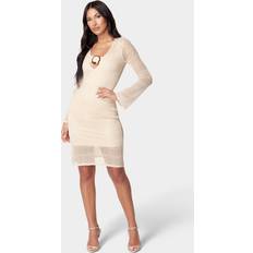 Bebe Long Sleeve Crochet Resort Dress