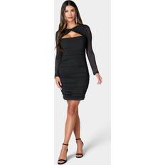 Bebe Twist Front Mesh Mini Dress