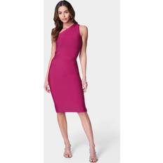 Knee Length Dresses - Pink Bebe Women's Bandage One Shoulder Sheath Dress Fuchsia