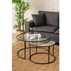 Guld - Runda Soffbord Hanah Home Naruram 80 cm Svart Soffbord
