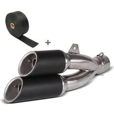Exhaust Systems Zaddox Set SA6 Auspuff Twin Edelstahl und Hitzeschutzband kompatibel mit Suzuki Gladius 650 Zaddox schwarz-schwarz
