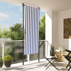 Blanc Rideaux vidaXL Store Roulant D'Extérieur Bleu Et Blanc 100x270 cm Tissu Acier