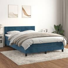 Blau Betten-Sets vidaXL Boxspringbett mit Matratze 140x190 cm Dunkelblau Betten-Sets