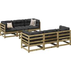 Set da Lounge da Esterno Homie Divani Giardino 7 pz Con Cuscini Legno Impregnato di Pinocod MXL 92952 Set da Lounge da Esterno