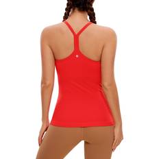 Yoga Tank Tops Crz Yoga Seamless Workout Tank Tops Racerback Athletic Camisole - Dark Red