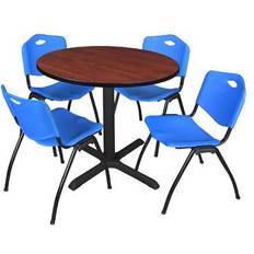 Dining Tables Regency Cain Round Breakroom Cherry/ Blue Dining Table 42" 5