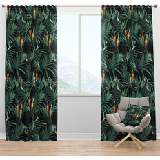 Design Art 'Tropical Yellow Birds On Black Jungle Leaves'