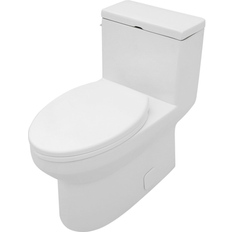 Toilets Kichae One-Piece Left Side Flush Toilet with Elongated Soft-Close Seat Top-Push 1.1/1.6 GPF