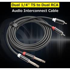 Cables Tomtop Jms Dual 1/4"" TS to Dual Interconnect Cable 2*6.35mm TS to 2 Wire Cord 1.5m