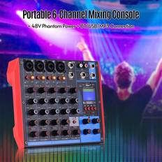 Tomtop Jms AG6 Portable 6Channel Mixing Console Digital Audio Mixer 48V Phantom Power Supports BT/USB/MP3