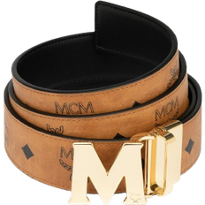 Accessoires MCM Claus M Reversible Belt 1.5" in Visetos - Cognac