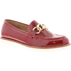 Rood Loafers Apache Ledge Ladies Slip On Flat Loafer Shoes - Red