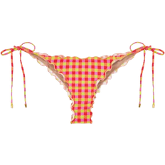 À carreaux Bas de bikinis Pq Swim Gingham Lettuce Edge Tie Bottoms - Ginger