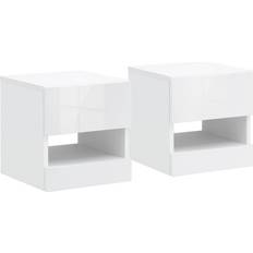 Metro Lane Flack White Bedside Table 30x29.6cm 2pcs