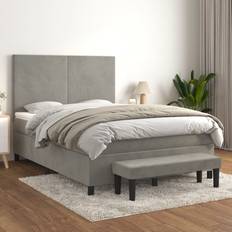 140 cm Betten-Sets vidaXL Boxspringbett mit Matratze 140x190 cm Grau Betten-Sets