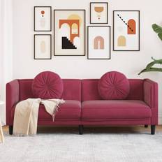 Röda Soffor vidaXL med kuddar 3-sits Soffa 3-sits