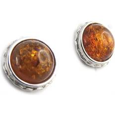 Bruna - Silver Örhängen Les Trésors de Lily [N1992] Cognac amber rhodium 'Inspiration' silver earrings mm