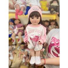 BZDOLL Reborn Baby Girl Doll Brown Long Hair Can Stand 55 cm
