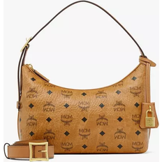 MCM Aren Small Hobo In Visetos - Cognac