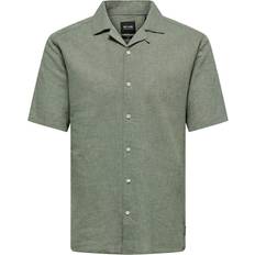 Linne Skjortor Only & Sons Caiden Slim Fit Resort Collar Shirt - Green/Swamp