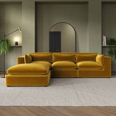 Hudson Large Mustard Velvet 4-Seater Corner Sofa