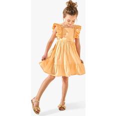 Children's Clothing Angel & Rocket Angel & Rocket Kids' Simone Textured Ruffle Sleeve Dress, Orange