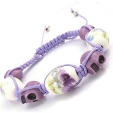 Purple Bracelets Les Trésors de Lily [J8560] Liberty mauve 'Skull's head' shambhala designer bracelet