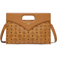 MCM Diamond Medium Tote In Visetos - Cognac