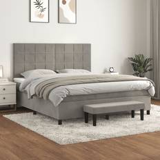 Grigio Pacchetti Letto vidaXL Giroletto A Molle Con Materasso Grigio Chiaro 180x200 cm Vellutocod Mxl 99259