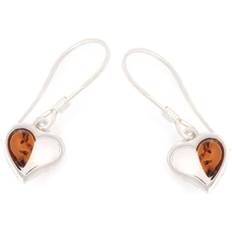 Brun - Silver Örhängen Les Trésors de Lily [R5527] Hantverksmässiga silverörhängen &#39;Inspiration&#39; Amber cognac Rodiumpläterad 10x9 mm